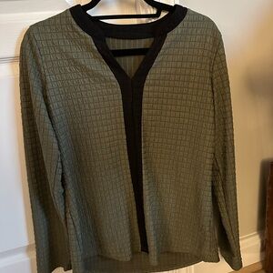 Olive Green Textured Long Sleeve Top